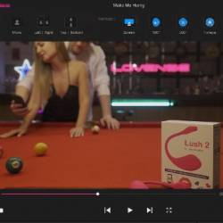 Lovense Media Player screenshot showing media with a couple and Lovense Lush device.