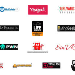 A compilation of logos from adult entertainment and gaming companies.