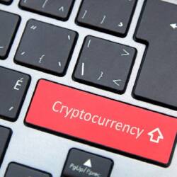 Cryptocurrency key on computer